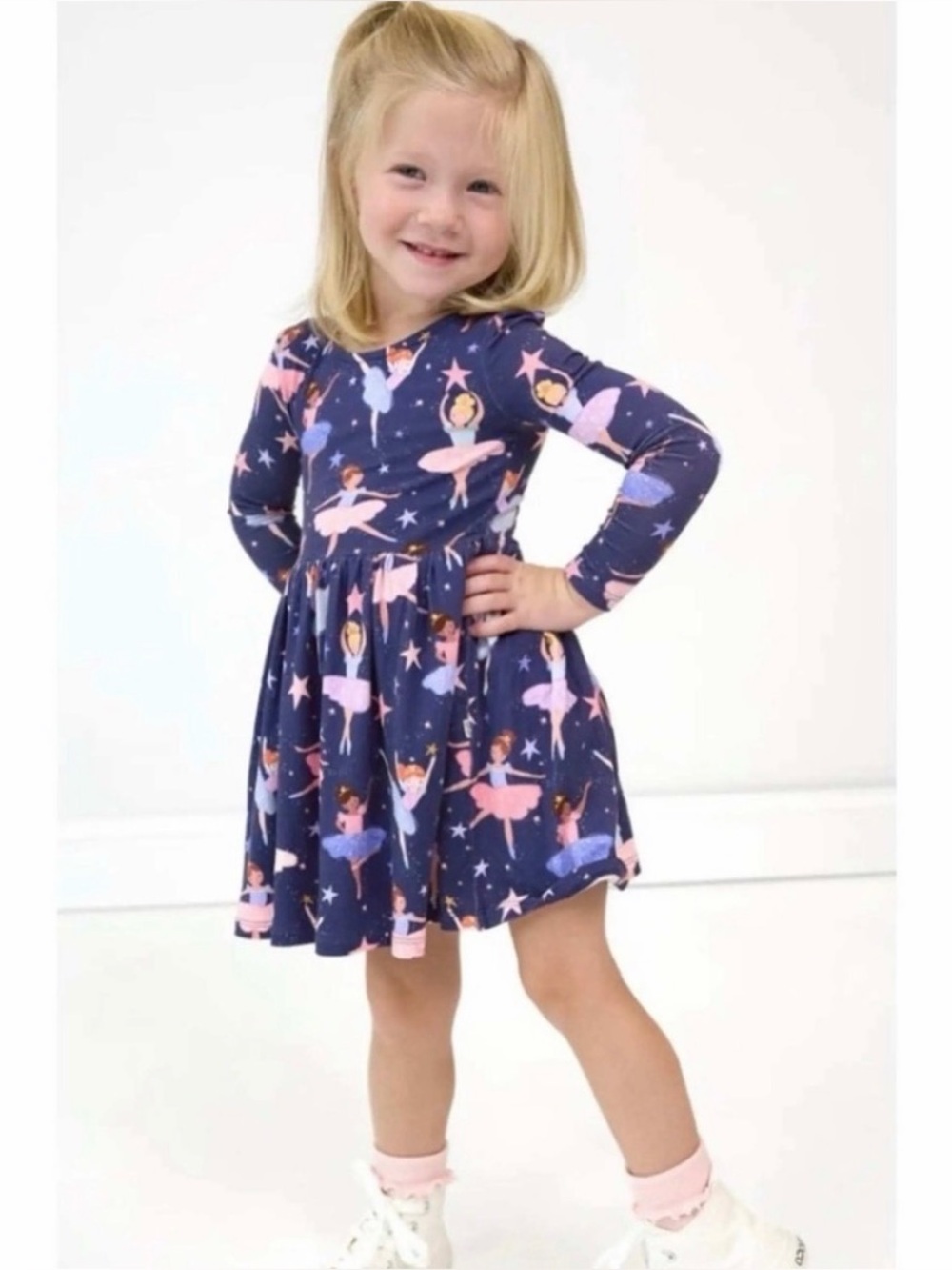 Play by Little Sleepies Dress Kids 5 Navy Twilight Ballet Ballerina Stars Bow